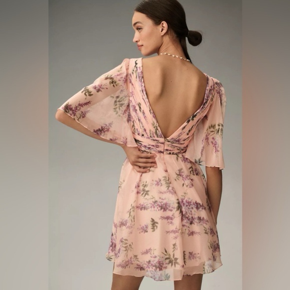 Anthropologie Mac Duggal Short-Sleeve V-Neck Mini Dress - Picture 2 of 5
